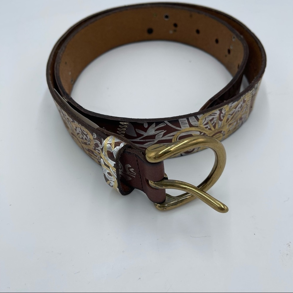 Fossil Embellished Leather Belt Grunge Boho